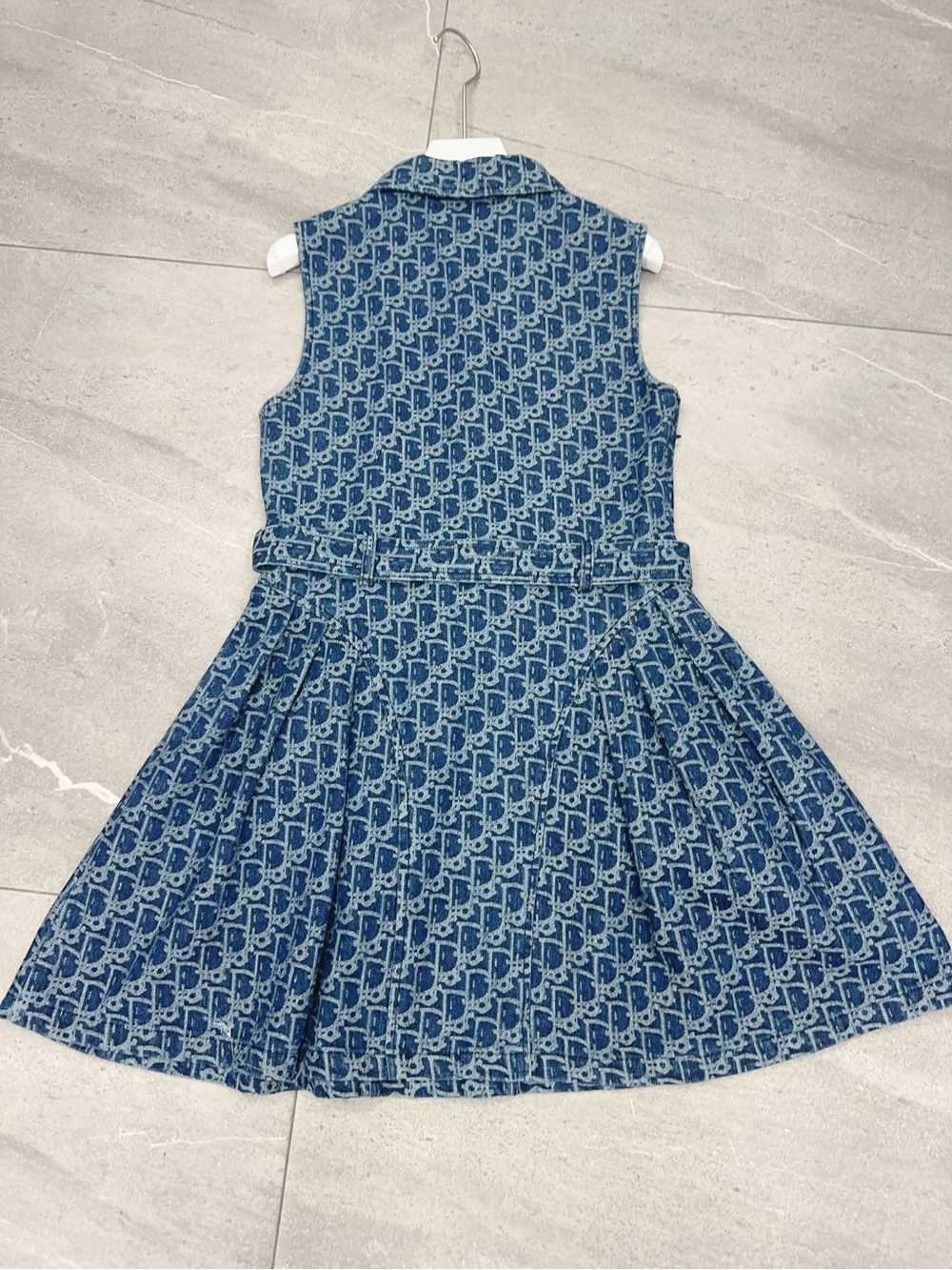 Dior Sleeveless Monogram Denim Dress in Blue - Picture 4 of 9